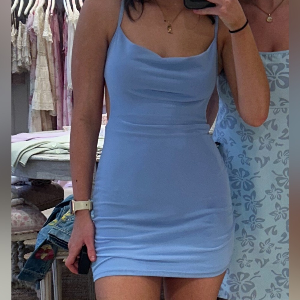 light blue mini dress